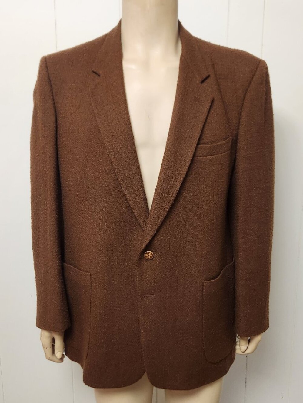 brown blazer 44L men's brown silk blend Giorgio Sant'Angelo 1980s